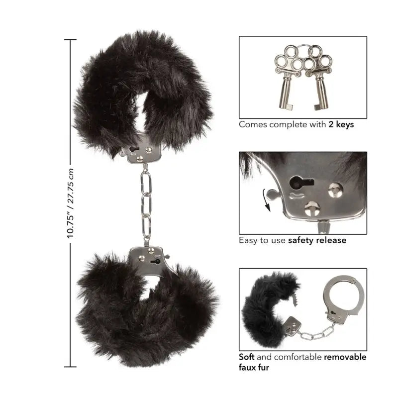 Furry Cuffs Black for Comfortable Bondage Play