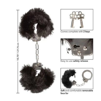 Furry Cuffs Black for Comfortable Bondage Play
