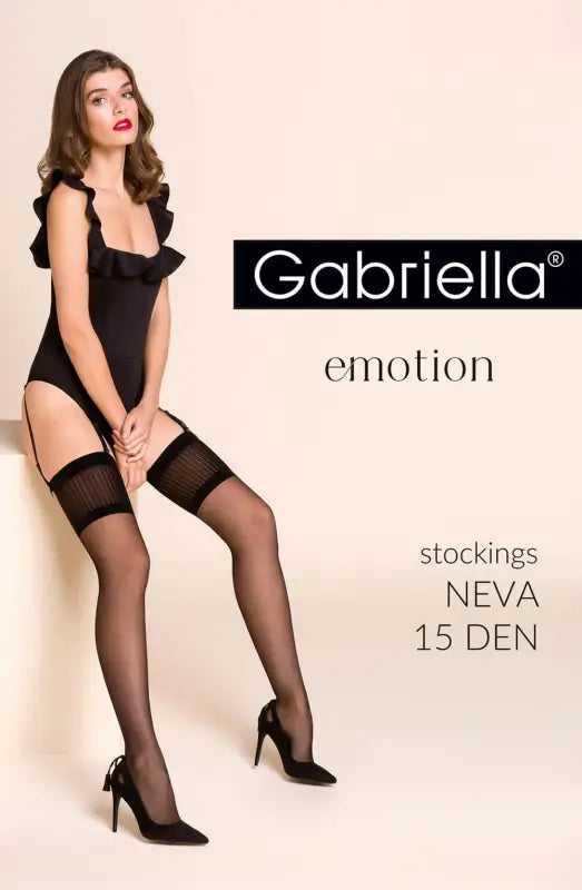 Gabriella Calze Neva 256 Black Lovely Pair of 15 Denier Stockings