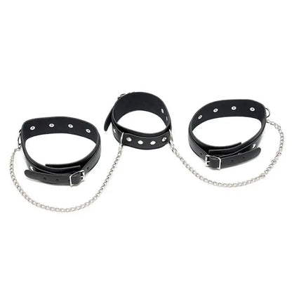 Genuine Leather Neck and Leg Chain Cuffs for Enhanced Restraint Experience