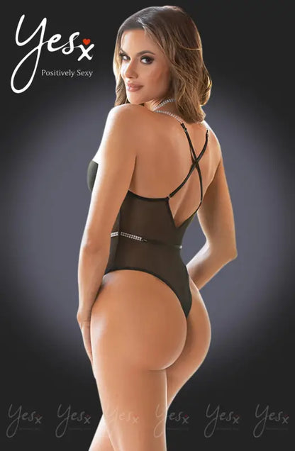 Glamourous Sheer YesX YX992 Bodysuit with Stunning Diamante Effect