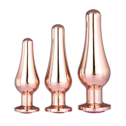 Gleaming Butt Plug Set in Rose Gold for Ultimate Pleasure and Comfort