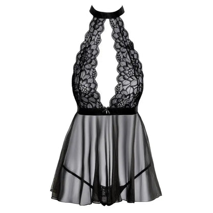 Halterneck Flared Babydoll with Satin Waist Strap
