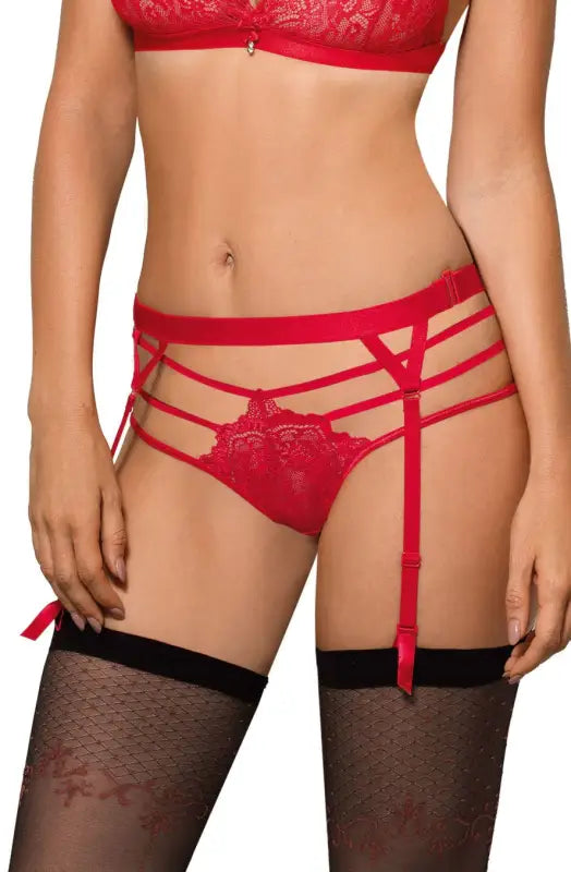 Ignite Passion with the Roza Cyria Red Suspender Belt