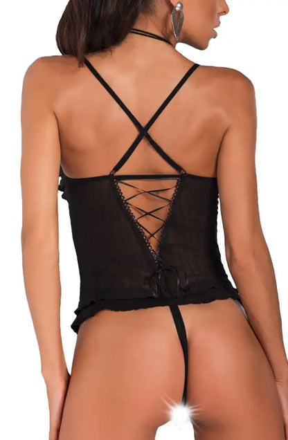 Ignite Passion with the Super Soft Stretchy Black Crotchless Demi Body