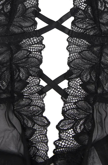 Ignite Passion with the YesX YX838 Deep V Teddy in Black Tulle