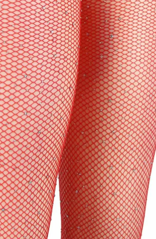 Ignite Passion with YesX YX852 Sparkly Red Fishnet Crotchless Tights - XS/M