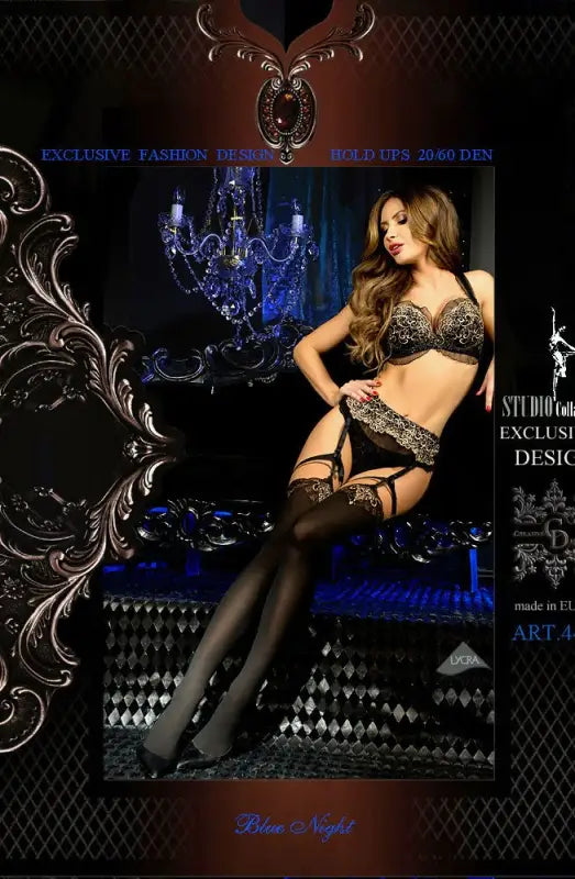Indulge in Ballerina Blue Night Hold Ups Black and Skin Elegance