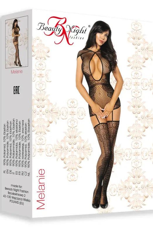 Indulge in Elegance with Beauty Night BN6582 Black Bodystocking Design - One Size (S-L)