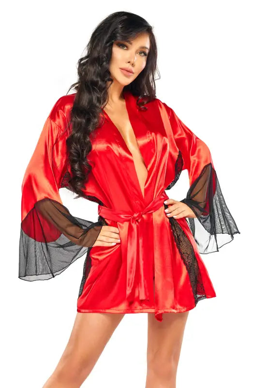 Indulge in Elegance with the Sara Peignoir Red Beauty Night BN6667 - One Size (S-L)