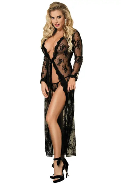 Indulge in Elegance with the YesX YX824 Long Lacey Dressing Gown