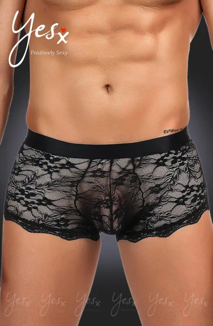 Indulge in Elegance with YesX YX975 Seductive Black Sheer Boxer Briefs