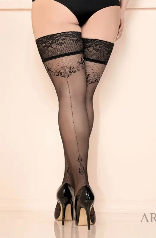 Indulge in Luxury with Ballerina 438 Hold Ups Nero Featuring Alluring Pattern