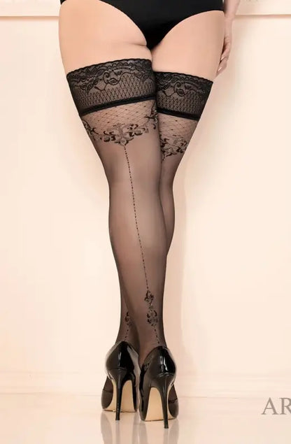 Indulge in Luxury with Ballerina 438 Hold Ups Nero Featuring Alluring Pattern