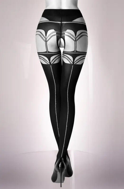 Indulge in Seduction with Black Secret BS131 Crotchless Tights