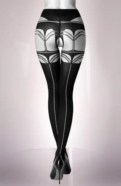 Indulge in Seduction with Black Secret BS131 Crotchless Tights