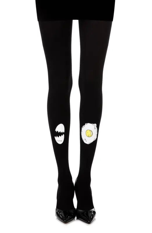 Indulge in Style with Zohara Sunny Side Up Black Print Tights