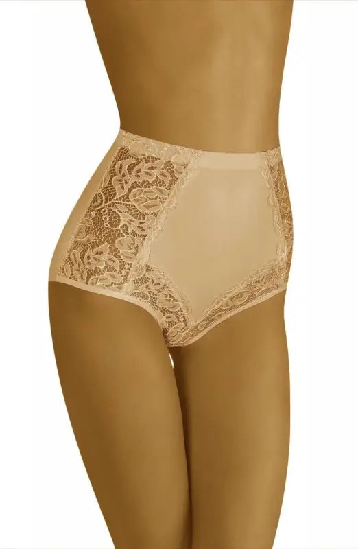 Indulge in Wolbar Eleganta Beige with Embroidered Floral Lace Elegance