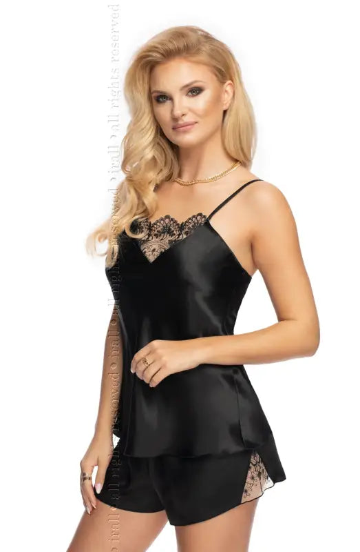 Irall Mallory Short Set A Beautiful Classic Set in Timeless Black Satin