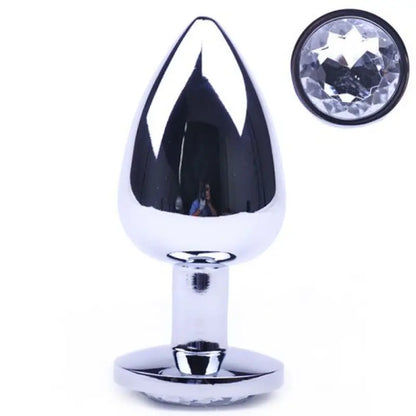 Large Metal Anal Plug with Clear Crystal for Ultimate Pleasure