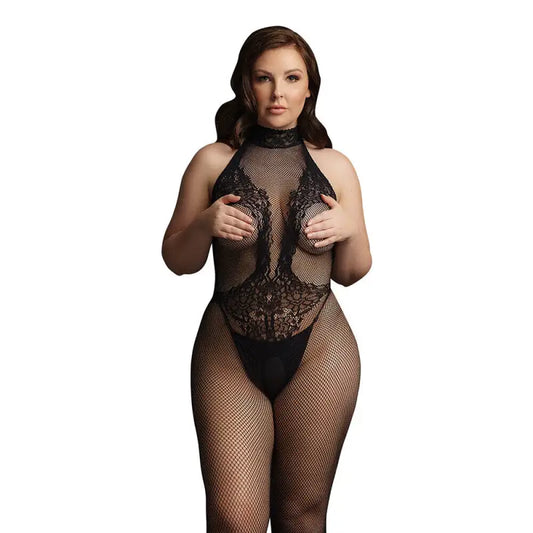 Le Desir Fishnet and Lace Bodystocking for Plus Sizes 14-20