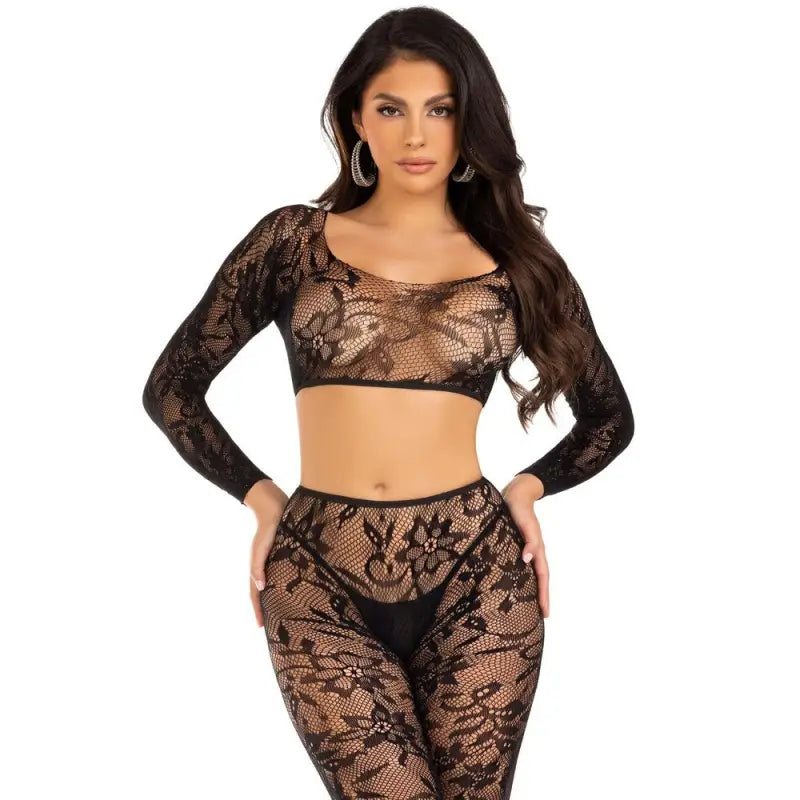 Leg Avenue Crop Top and Footless Tights for Festival Fashion
