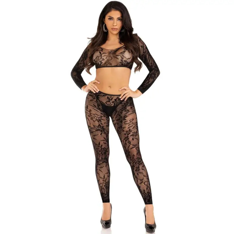 Leg Avenue Crop Top and Footless Tights for Festival Fashion