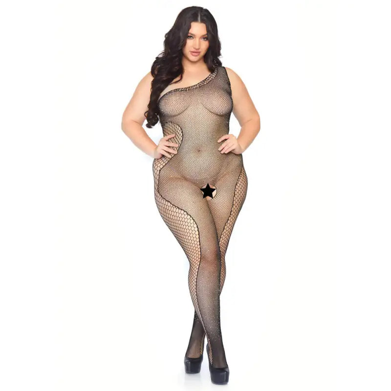 Leg Avenue Crystalized Plus Size Bodystocking for UK Sizes 14 to 18