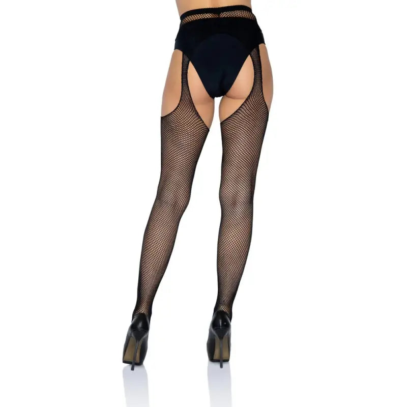Leg Avenue Fishnet Suspender Pantyhose Black for Women UK 6 to 12