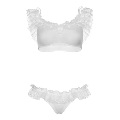 Leg Avenue Lace Ruffle Bra Set with Crop Design