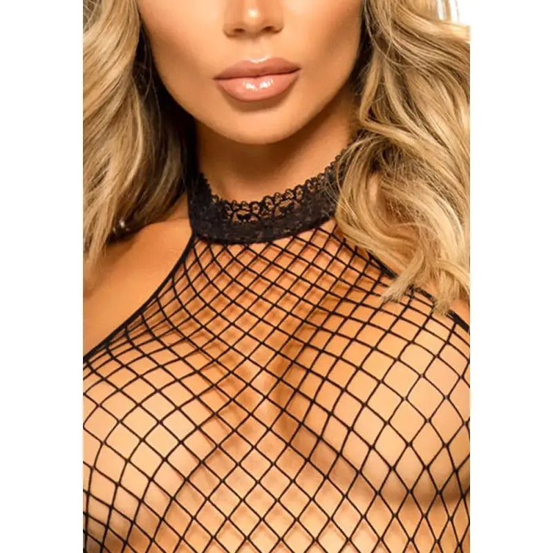 Leg Avenue Racer Neck Bodystocking Black for UK Size 6 to 12