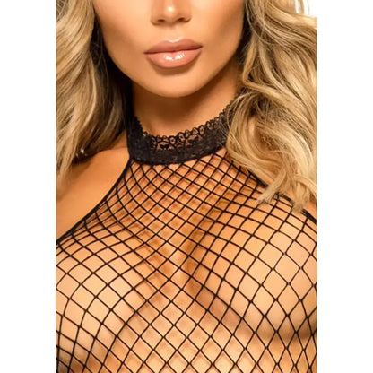 Leg Avenue Racer Neck Bodystocking Black for UK Size 6 to 12