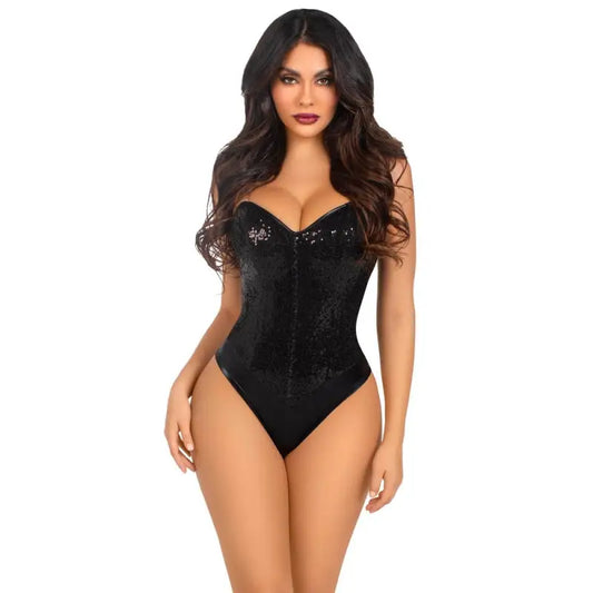 Leg Avenue Sequin Bodysuit with Removable Straps and Snap Closure