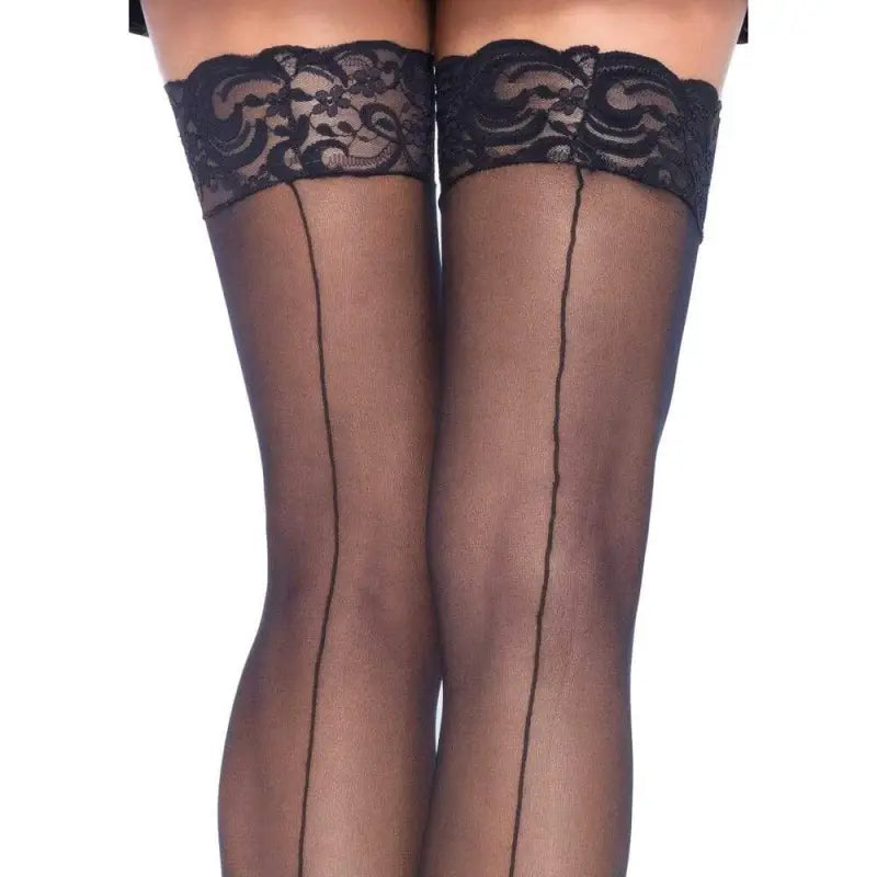 Leg Avenue Sheer Stockings With Backseam in Black UK 6 to 12