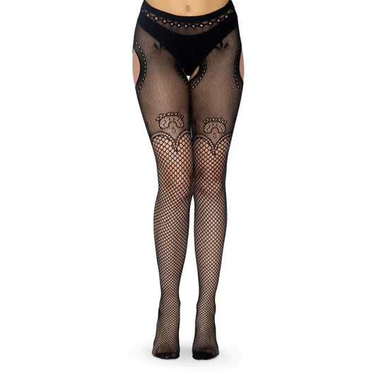 Leg Avenue Suspender Tight with Duchess Lace for UK Sizes 6 to 12