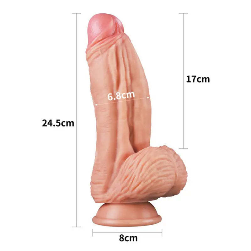 Lovetoy 10 Inch Dual Layered Silicone Cock with Suction Cup Base