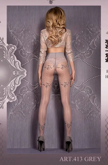 Luxurious Ballerina Tights Grey with Lurex Thread Sparkle