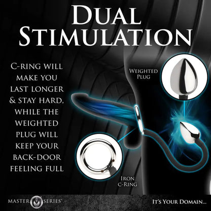 Master Series Tug Plug Aluminum Cock and Ball Ring for Prostate Stimulation