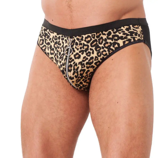 Mens Animal Print Briefs with Zipper for Elevated Comfort and Style