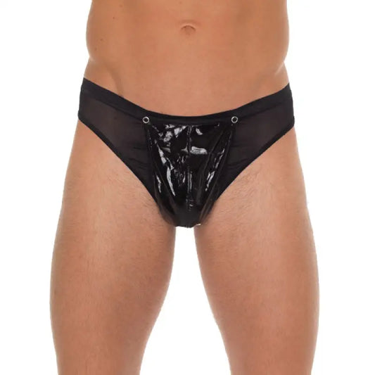 Mens Black G-String with PVC Pouch for Ultimate Comfort and Style