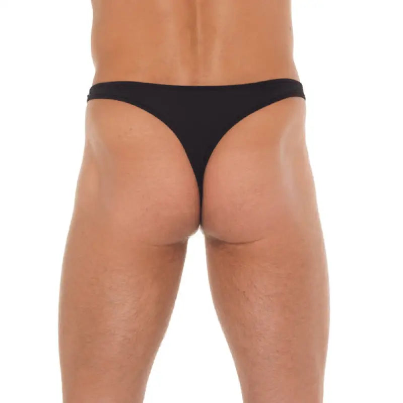 Mens Black GString with Metal Hoop Connectors for Ultimate Pleasure