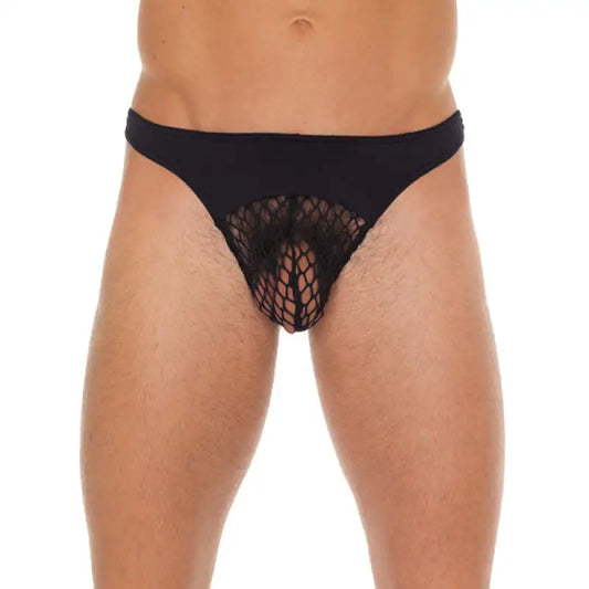 Mens Black GString with Net Pouch for Ultimate Comfort and Style