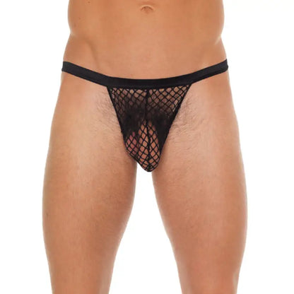 Mens Black GString with Black Net Pouch for Ultimate Comfort