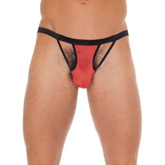 Mens Black GString with Red Pouch for Ultimate Pleasure