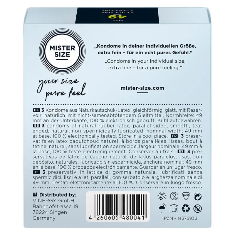 Mister Size 49mm Pure Feel Condoms for Natural Regular