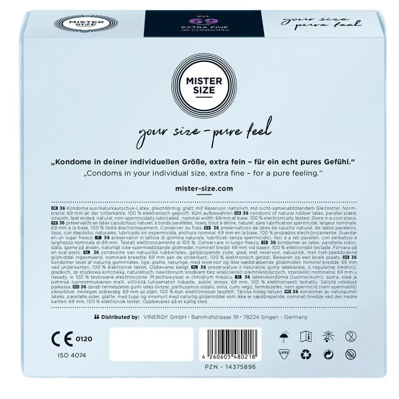 Mister Size 69mm Pure Feel Condoms in Large and X-Large Options