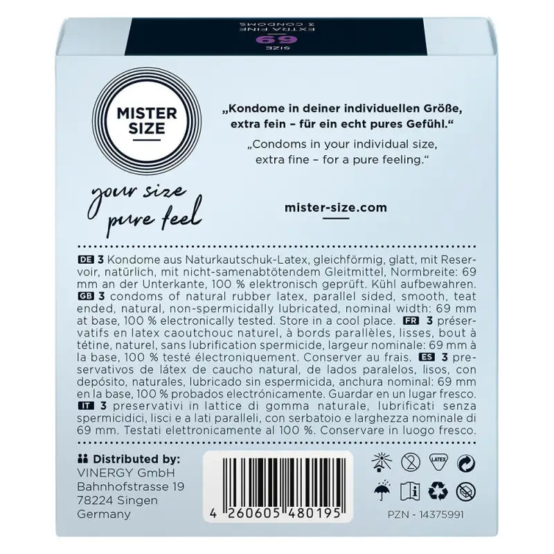 Mister Size Pure Feel Condoms in Large and X-Large Sizes