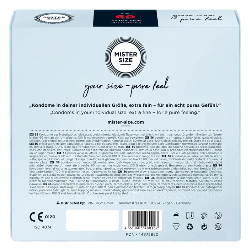 Mister Size Pure Feel Condoms in Large and X-Large Sizes