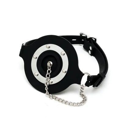 Mouth Gag with Opening and Stopper for Latex Play and BDSM Exploration