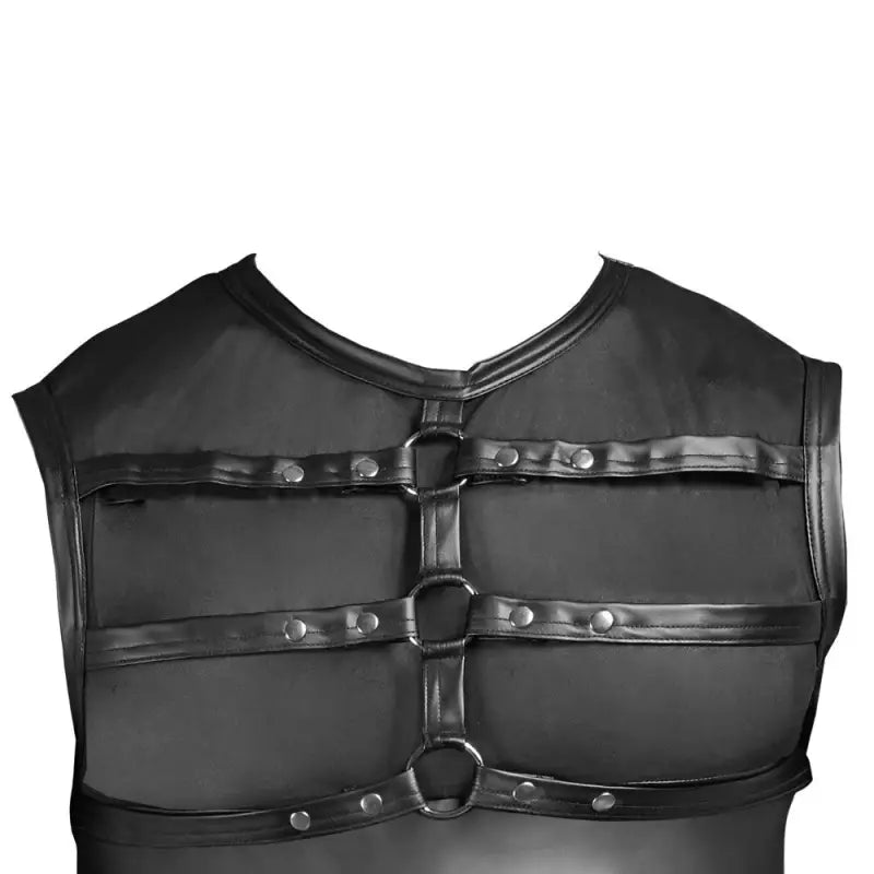 NEK Matte Look Shirt with Chest Harness Black for Ultimate Desires